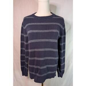 Merona Navy Blue and Gray Striped Sweater Men's Size Small